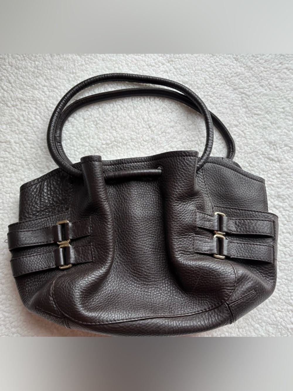 Cole Haan Large Dark Brown Pebbled Leather Tote Bag